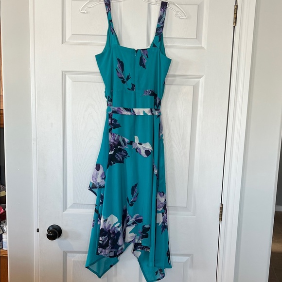 Ricki's Teal and Purple Floral Asymmetrical Dress - Picture 3 of 3